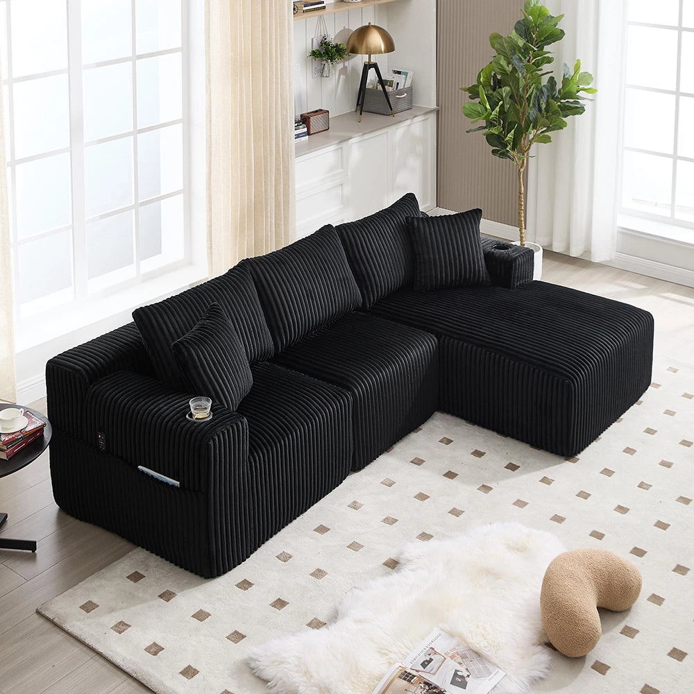 Set modulare divano - Xylo - 2 posti + chaise longue, velluto
