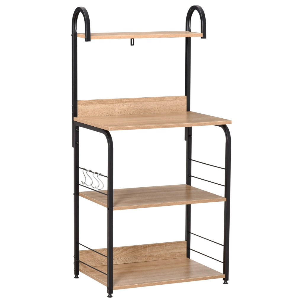 Scaffale da Cucina 4 Ripiani con Ganchos ¨C Xylo ¨C Legno Naturale 60x40x125 cm