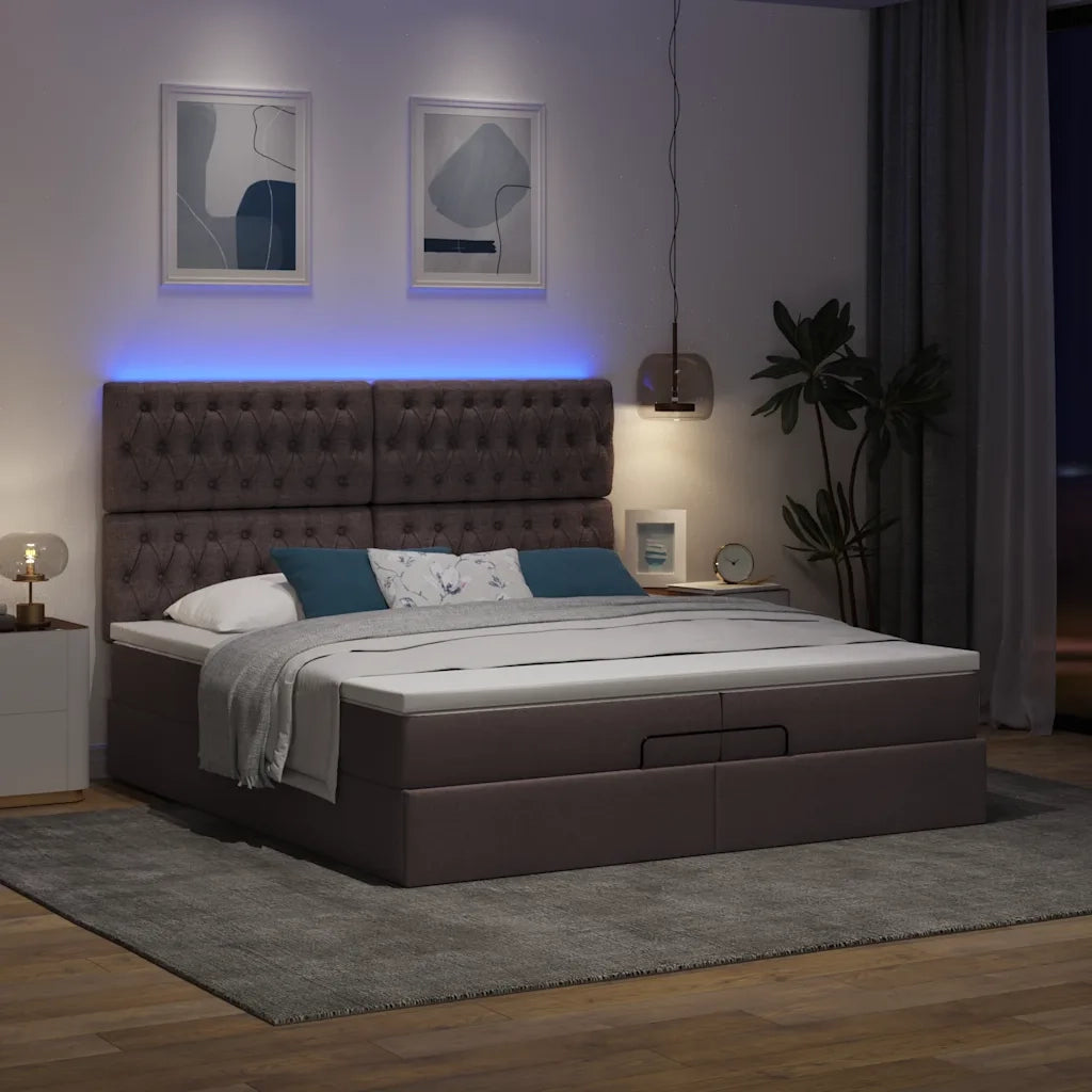 Struttura Letto Pouf con Materassi 200x200 cm in Tessuto 3314117