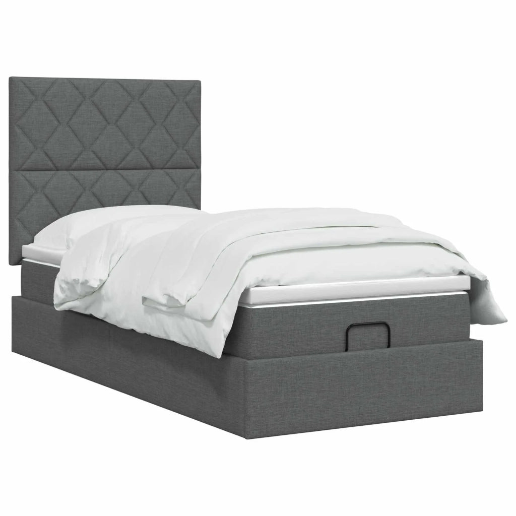 Letto Ottomano con Materasso e LED Grigio Scuro 90 x 190 cm 3458118