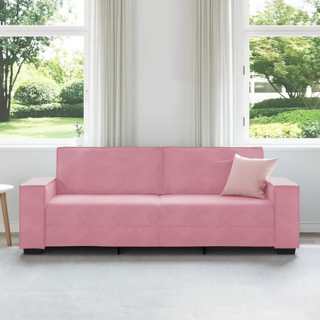 Divano a 3 Posti rosa 220x78x84 cm in Velluto 4105033
