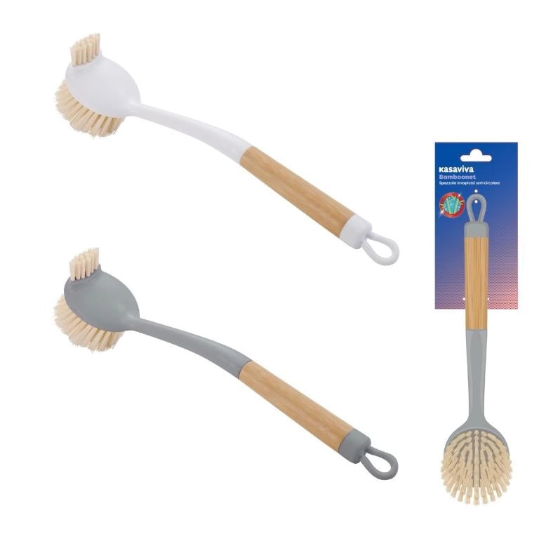1 Pezzo Spazzola Lavapiatti Bamboonet Doppia 30 cm 2 Colori