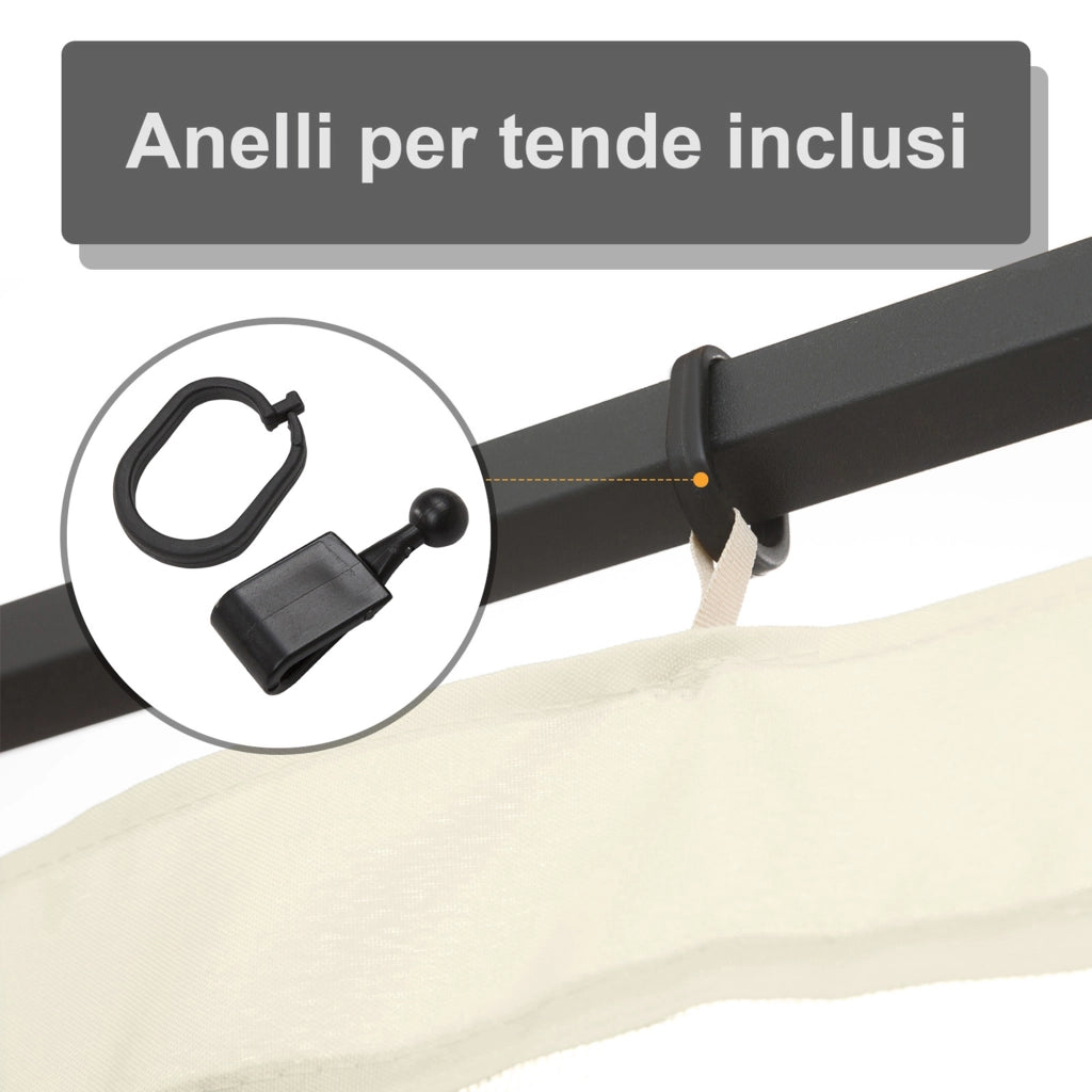 Zanzariera per Gazebo Tende di Ricambio Universale con Cerniere, 352x207cm - Nero e Beige