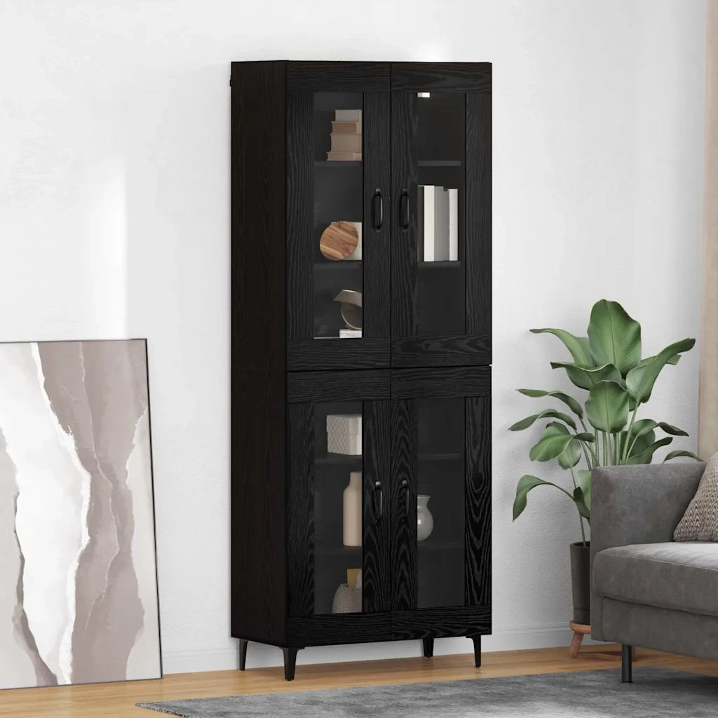 Credenza-Buffet-Armadio da cucina Rovere Nero 69,5 x 34 x 180 cm Legno multistrato 916162