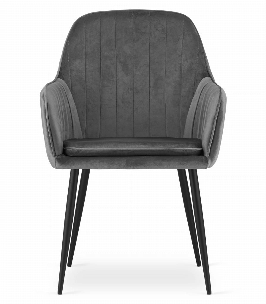 Sedia VALORA LUGO - Velluto grigio scuro con gambe nere