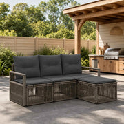Set Divano da Giardino 4 pz Grigio polyrattan 3435692