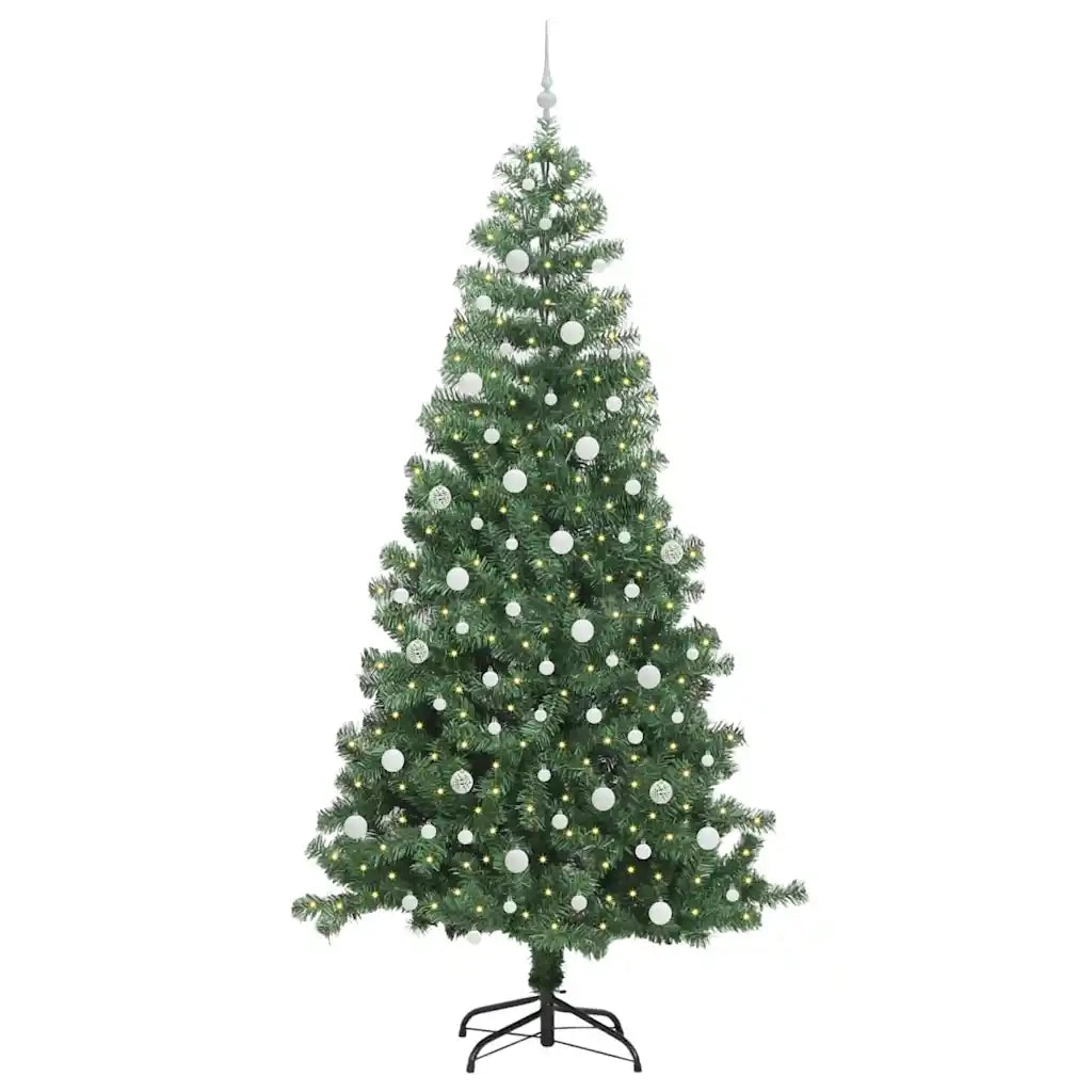 Albero di Natale con 300 LED con supporto-Luci decorative natalizie Verde 240 cm PVC 408795