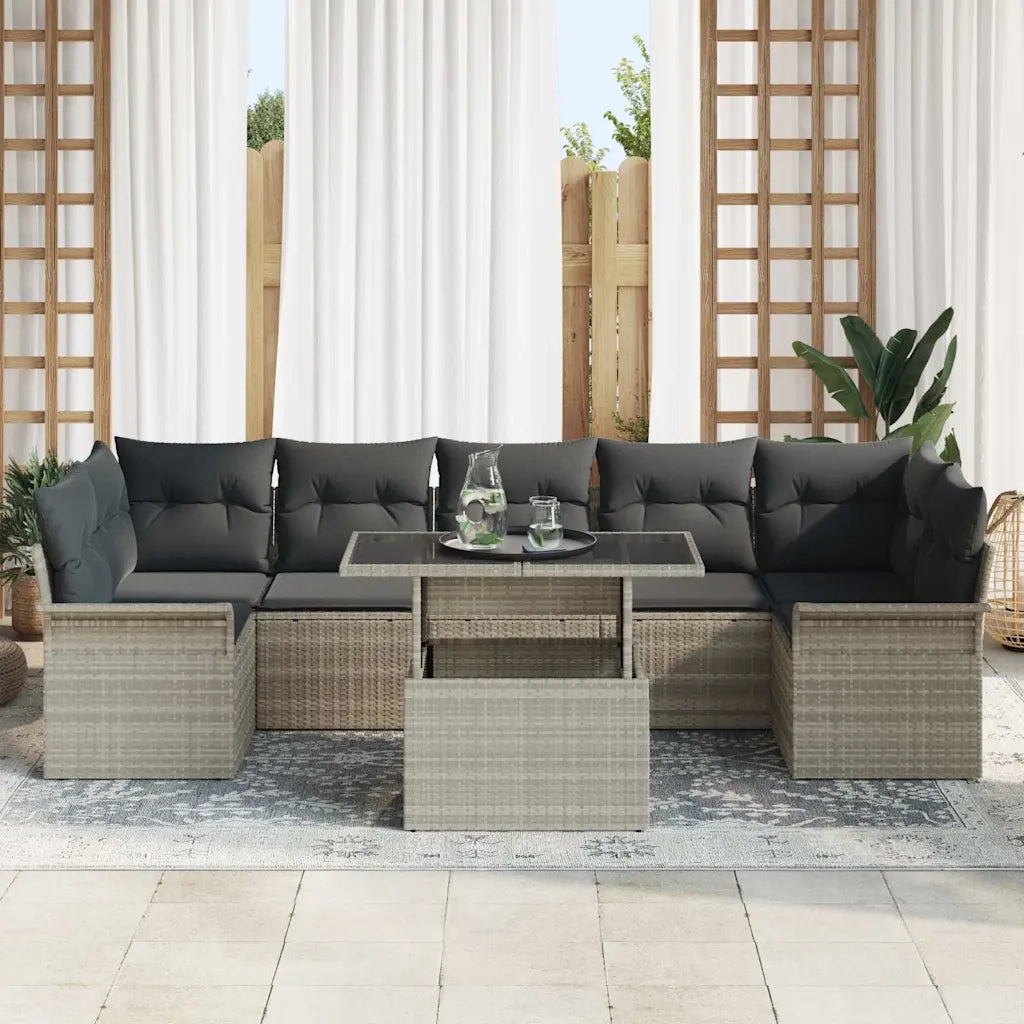 Set Divano da Giardino 8 pcs Grigio chiaro polyrattan 3348238
