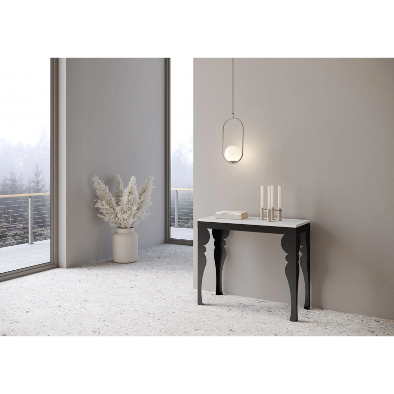 Consolle allungabile 90x40/196 cm Paxon Small Evolution telaio Antracite - Bianco Frassino