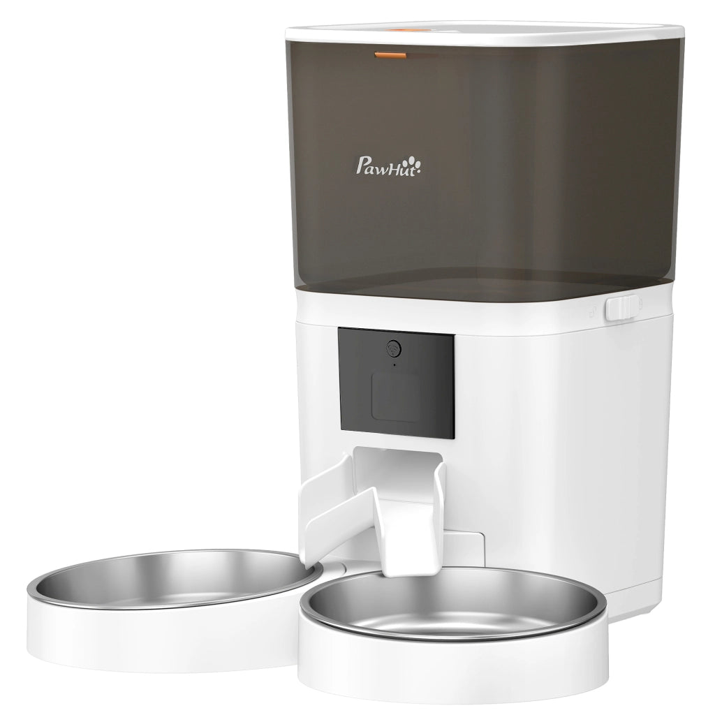 Distributore Automatico Cibo Gatti 6L WiFi ¨C Xylo ¨C App Controllo, 1-10 Pasti, 2 Ciotole Acciaio Inox