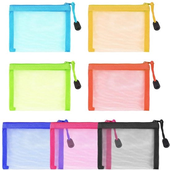 Set di 7 contenitori a rete per la conservazione di oggetti di piccole dimensioni - Borsa portatile mini per la conservazione di accessori da viaggio