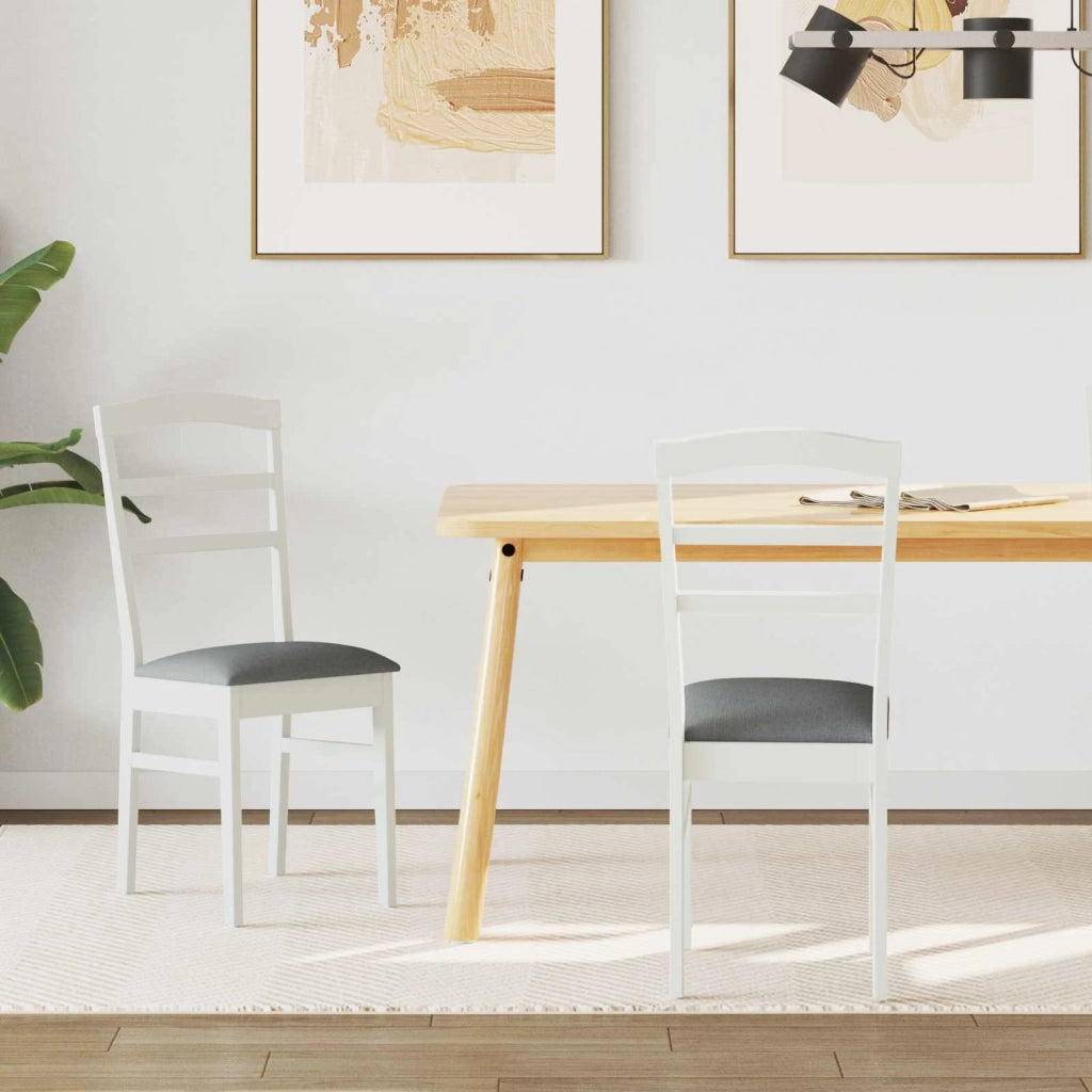 Sedia da pranzo 2 pcs Bianco e Grigio Legno di gomma solido 42020496