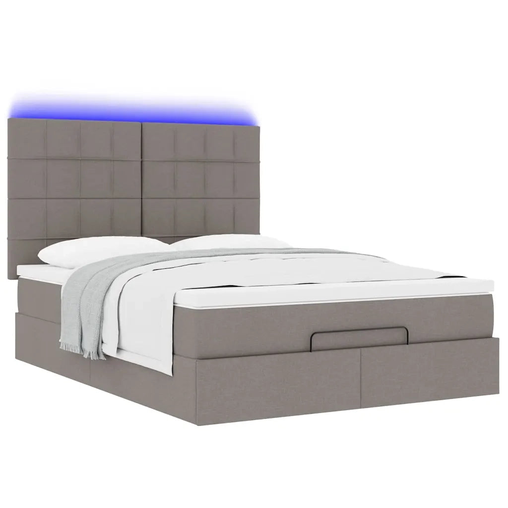 Struttura Letto Pouf con Materasso Tortora 140x190 cm Tessuto 3314007