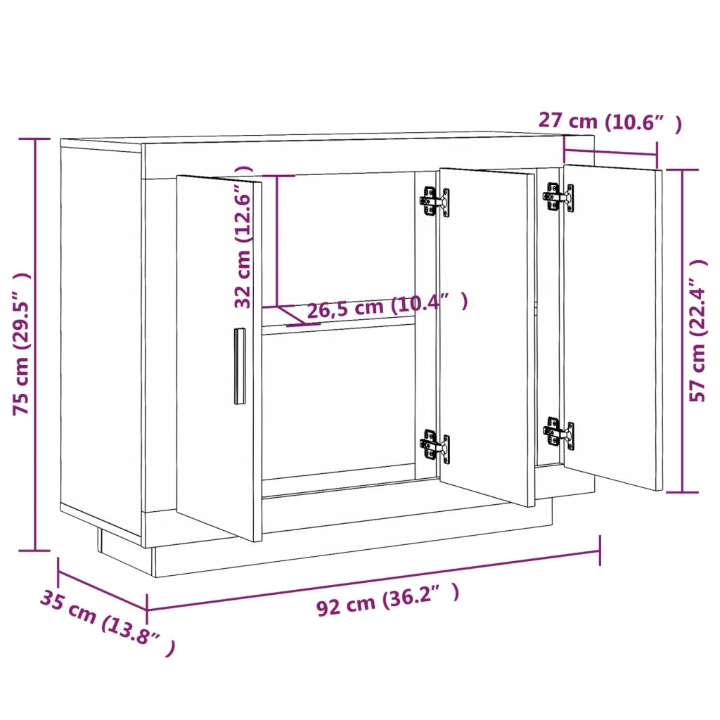 Credenza | Madia | Buffet da pranzo | Armadio da pranzo Grigio Cemento 92x35x75 cm in Legno Multistrato