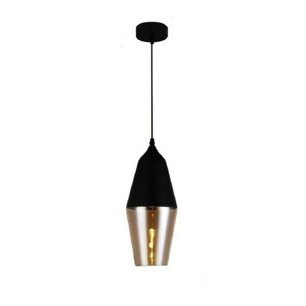 Trade Shop - Lampadario Soffitto In Vetro Ambrato Lampada A Sospensione E27 Pendente A36-05 -