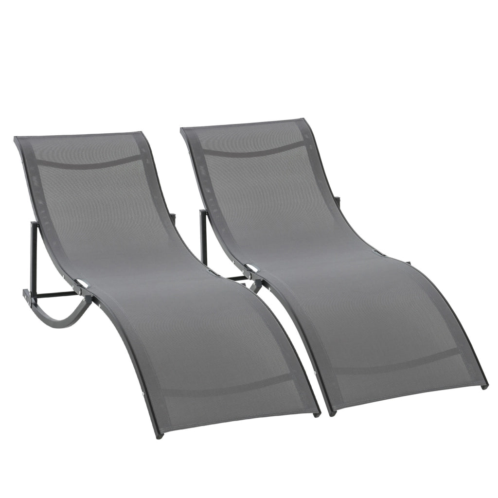 Set 2 Lettini Prendisole Pieghevoli ¨C Xylo ¨C Alluminio Textilene Antracite Giardino Esterno