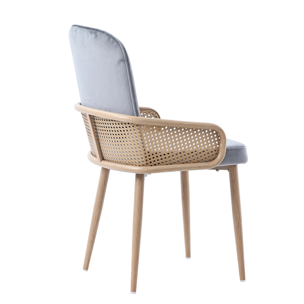 Sedie da Pranzo in Velluto Set 6 Pezzi ¨C Xylo ¨C Gambe Metallo Effetto Legno, Grigio