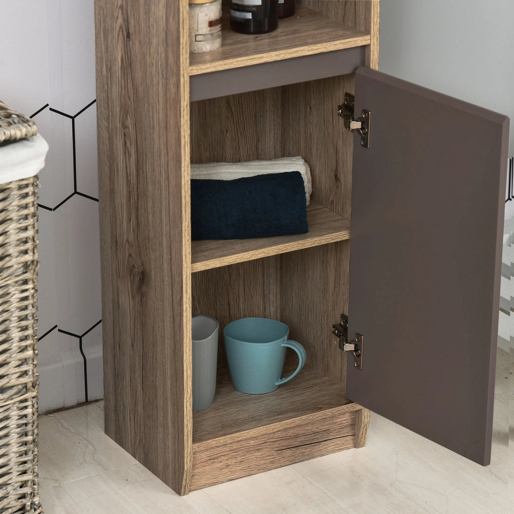 Colonna Bagno Stretto con Ante ¨C Minimal ¨C Robe e Grigio 30x24x170 cm
