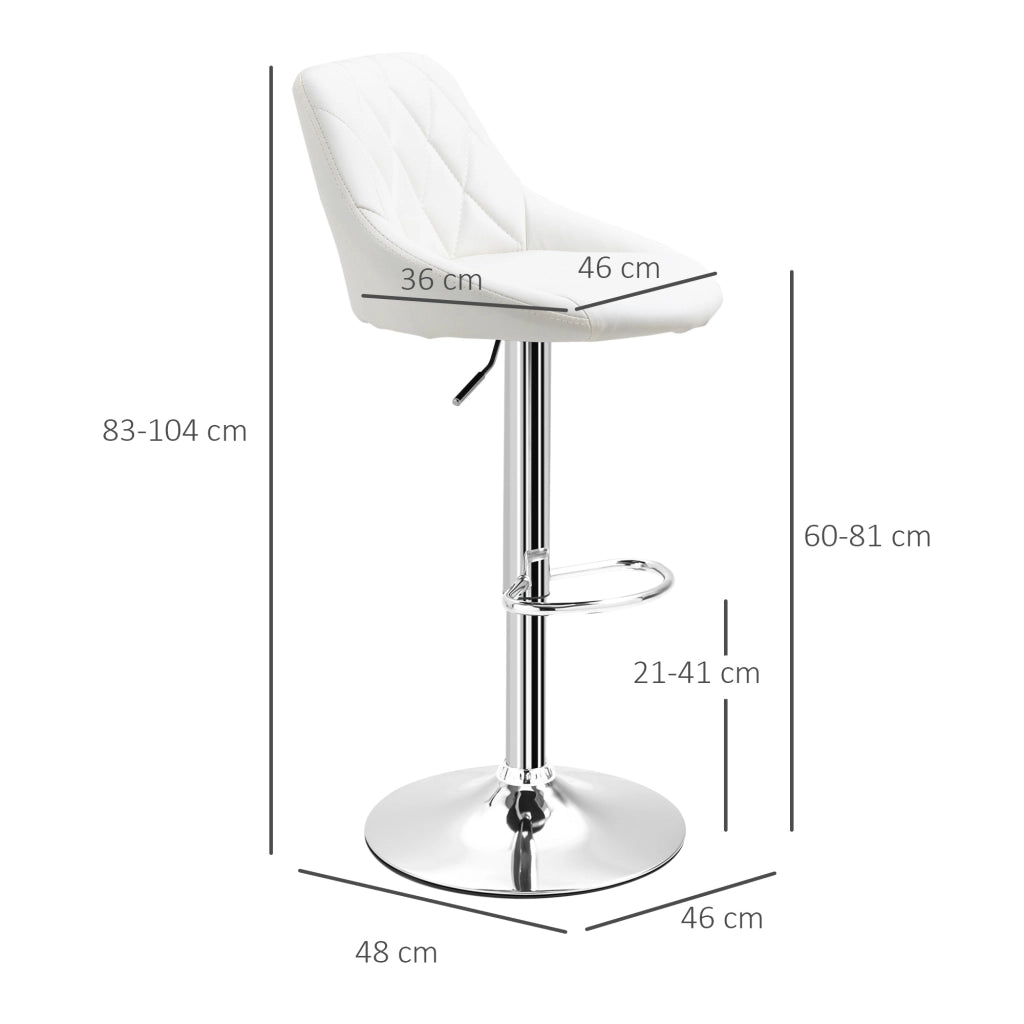 Sgabello Alto Girevole ¨C Xylo ¨C Altezza Regolabile, Metallo, Finta Pelle, Bianco, 46x48x83-104cm
