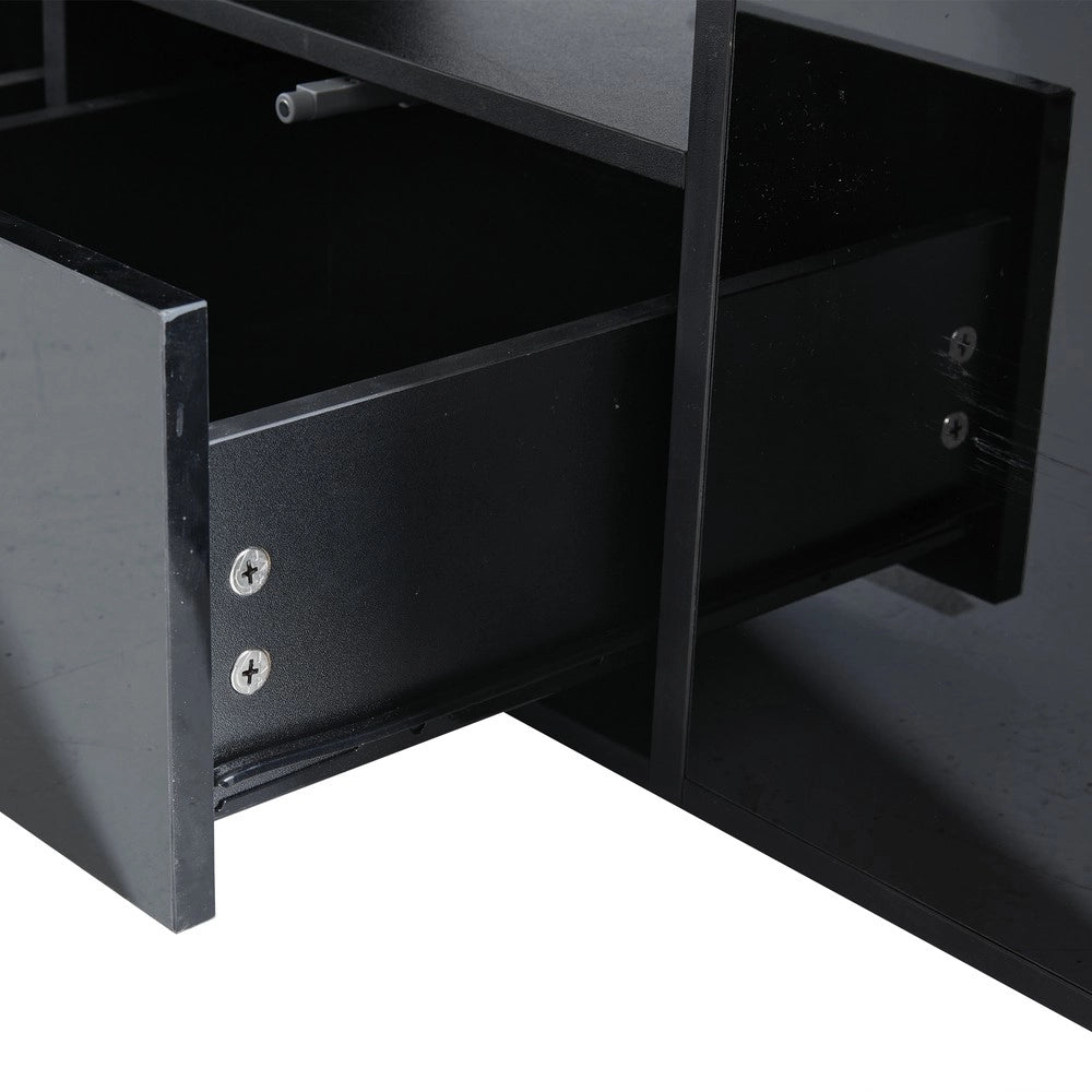 Tavolino da Caff¨¨ con LED e 2 Cassetti ¨C MINIMAL ¨C Nero, 100x50x35