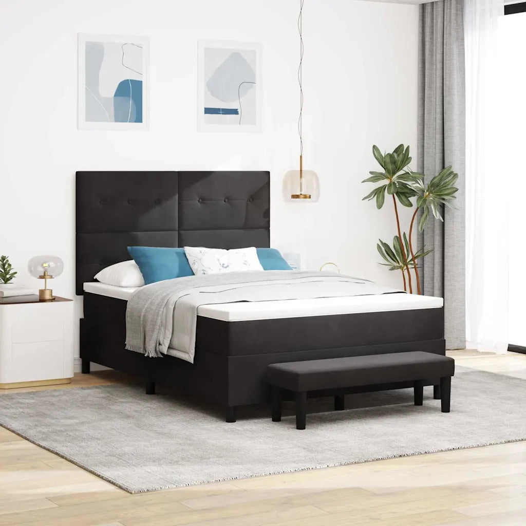 Letto a molle con cuscino Nero 200 x 140 cm Velluto 3344518