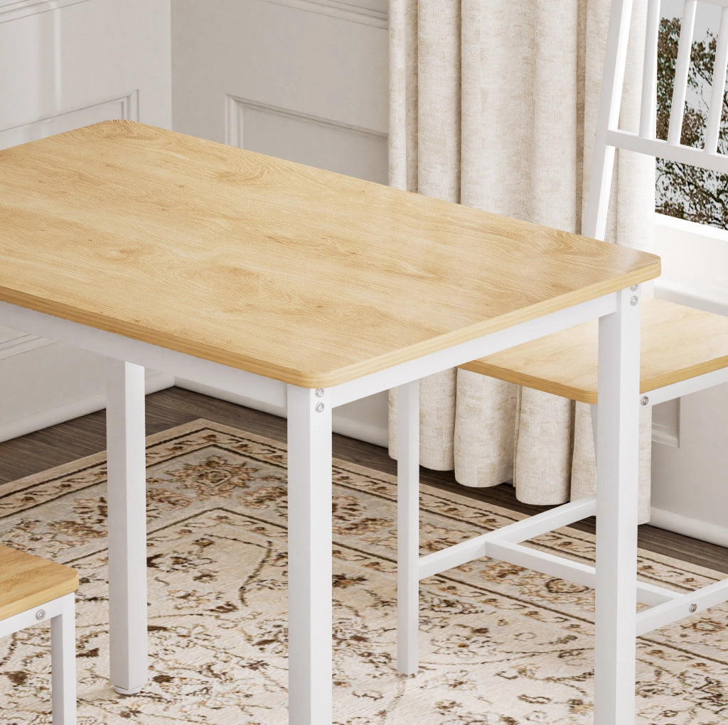 Set tavolo da pranzo salvaspazio 3 pezzi per piccoli spazi in truciolato naturale e bianco