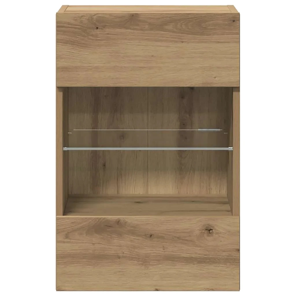 Mobili da parete con luci LED per TV 2pz Rovere Artigianale 40x30x60,5cm 857681