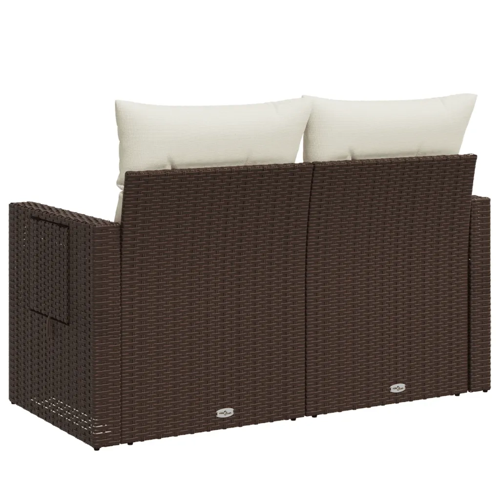 Divano da Giardino a 2 Posti con Cuscini-Sofa da Giardino-Divano da esterno in Polyrattan Marrone 364129