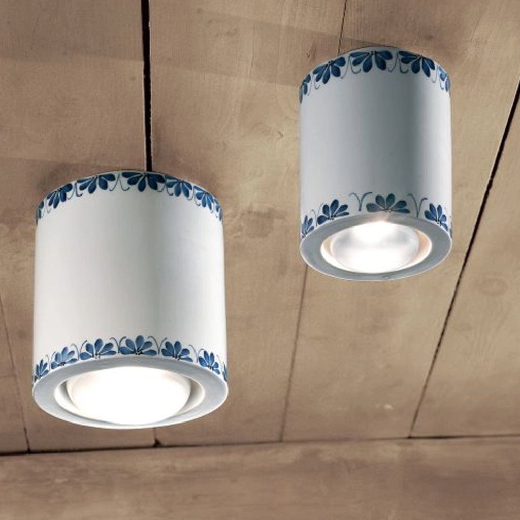 Plafoniera Classica Trieste Bianco Decorato Filo Marrone 1 Luce E27