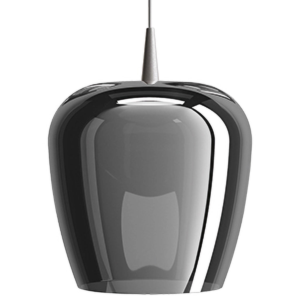 Zafferano Lampada a sospensione Bilia 230V LED 8W in vetro borosilicato soffiato a bocca, finitura Alluminio-Argento, diametro 27 cm, altezza 333 cm
