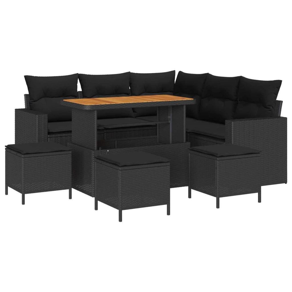 Set Divano da Giardino con cuscino 10 pcs Nero polyrattan 3363569