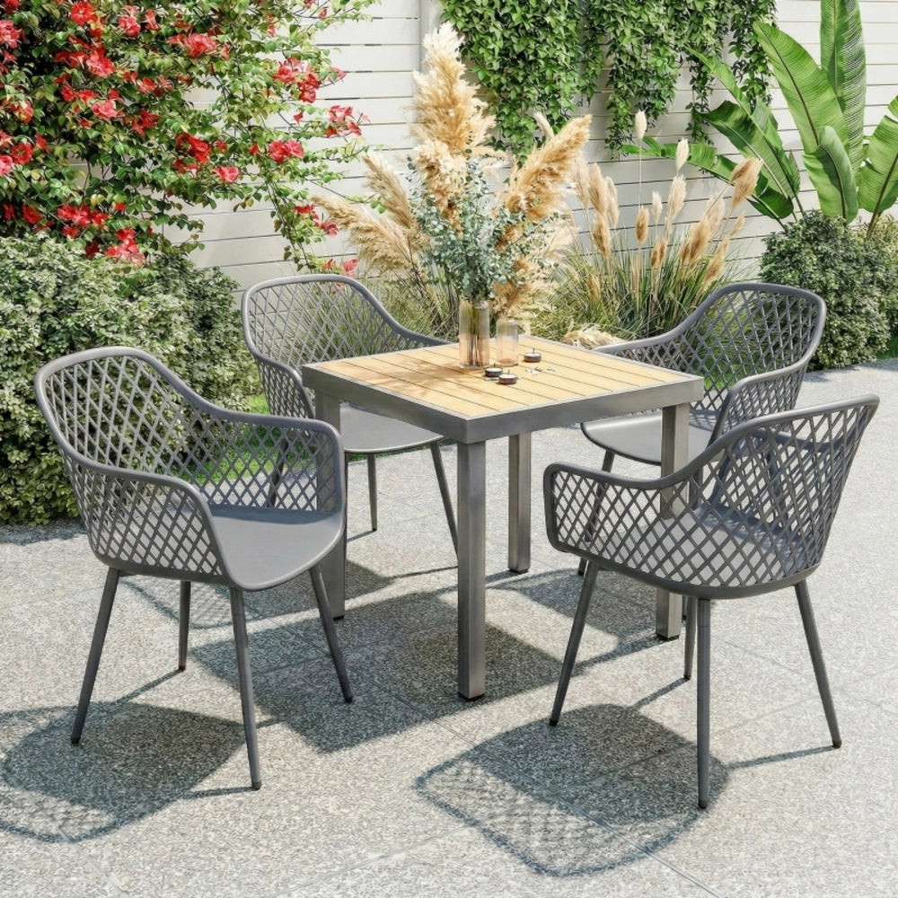 Set di 4 sedie da giardino con braccioli; grigio scuro; 56x51x84 cm