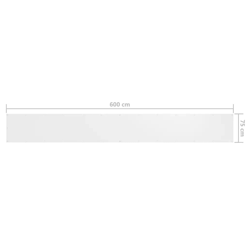 Paravento da Balcone Bianco 75x600 cm in Tessuto Oxford 134891