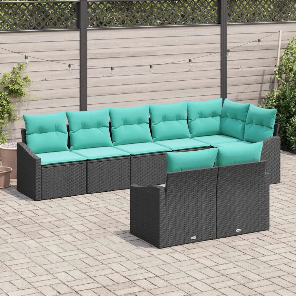 Set di divani con cuscino 8 pcs Nero polyrattan 3346776