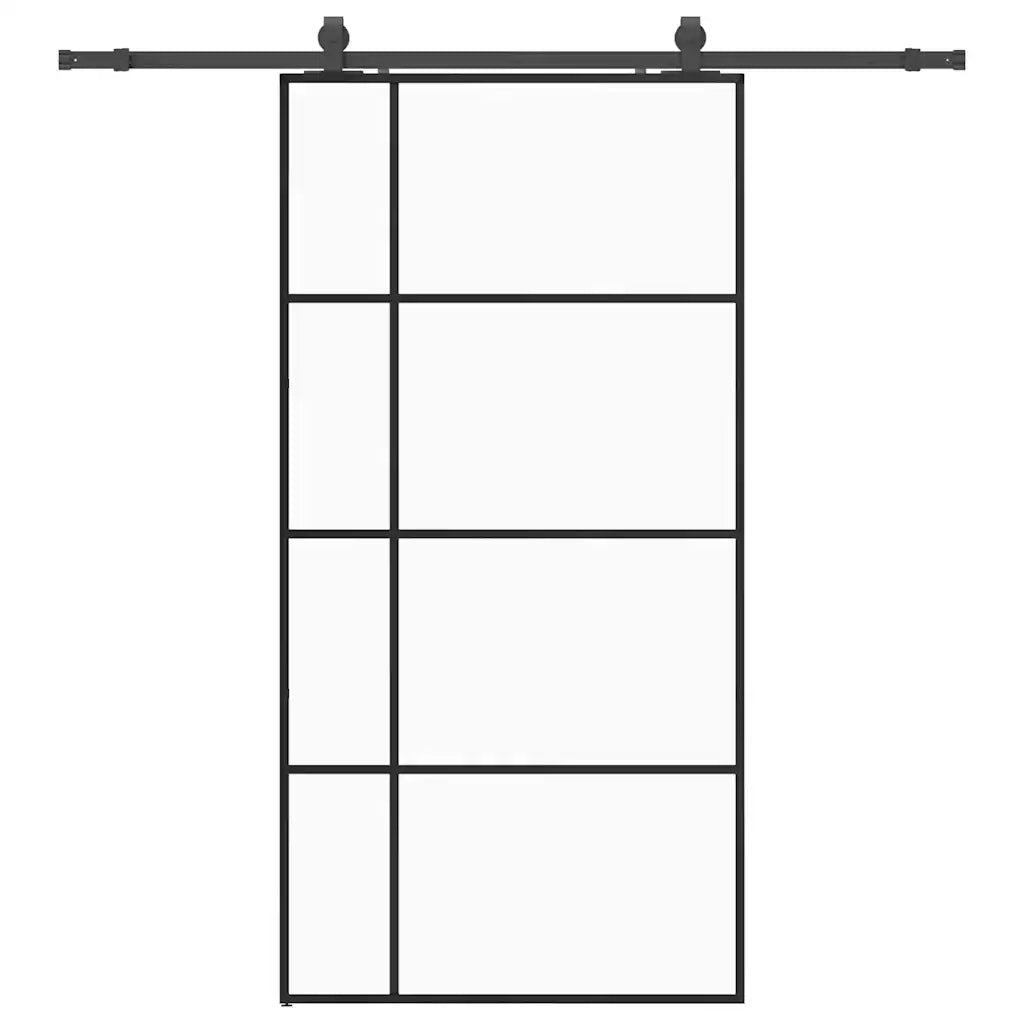 Porta Scorrevole con Ferramenta Nera 102,5x205 cm in Vetro ESG
