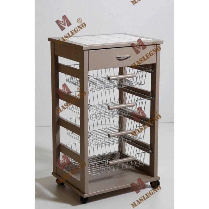 Carrello portafrutta Vesuvio con cassetto - fango