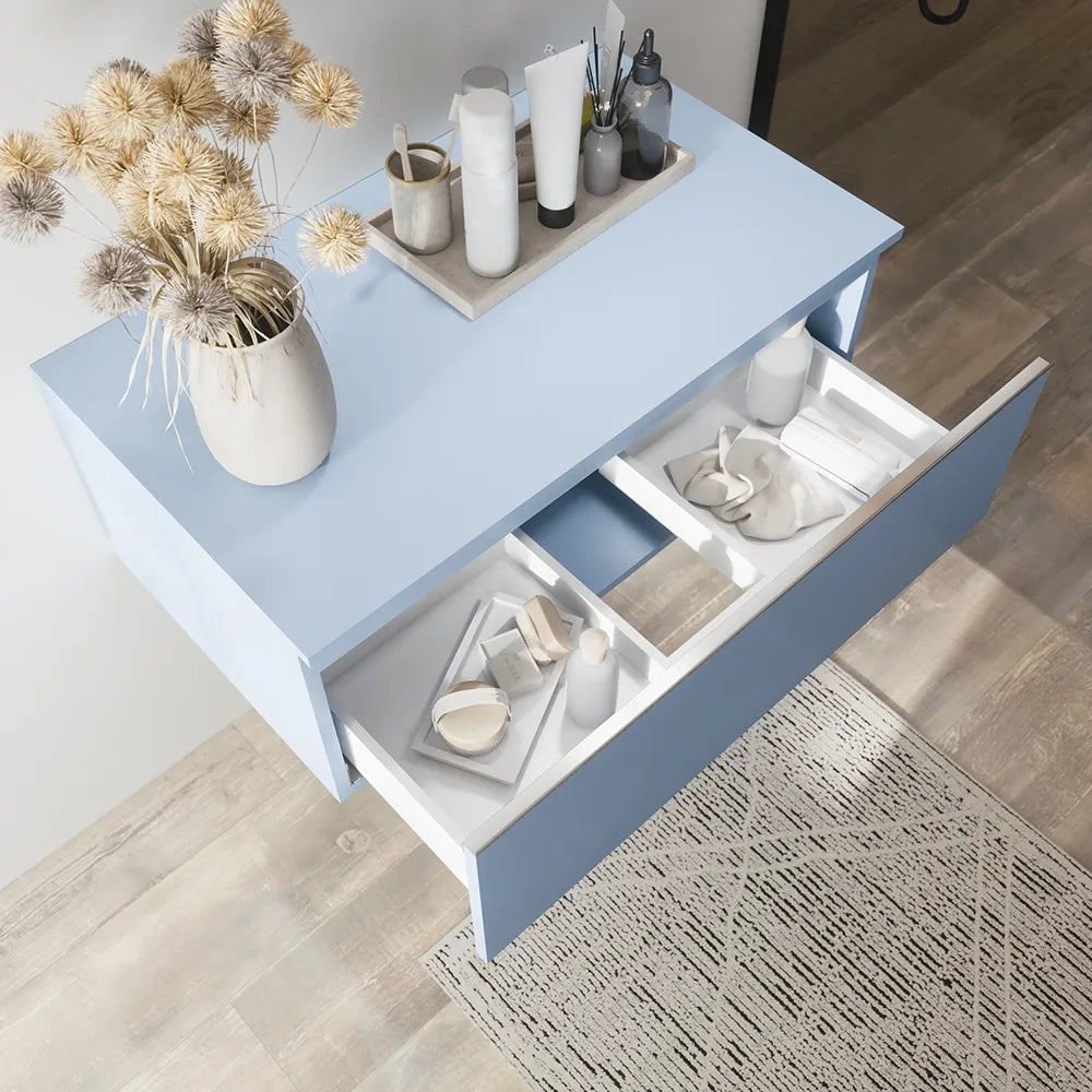 Cassettone sospeso 60 cm blu pastello opaco | Darwin