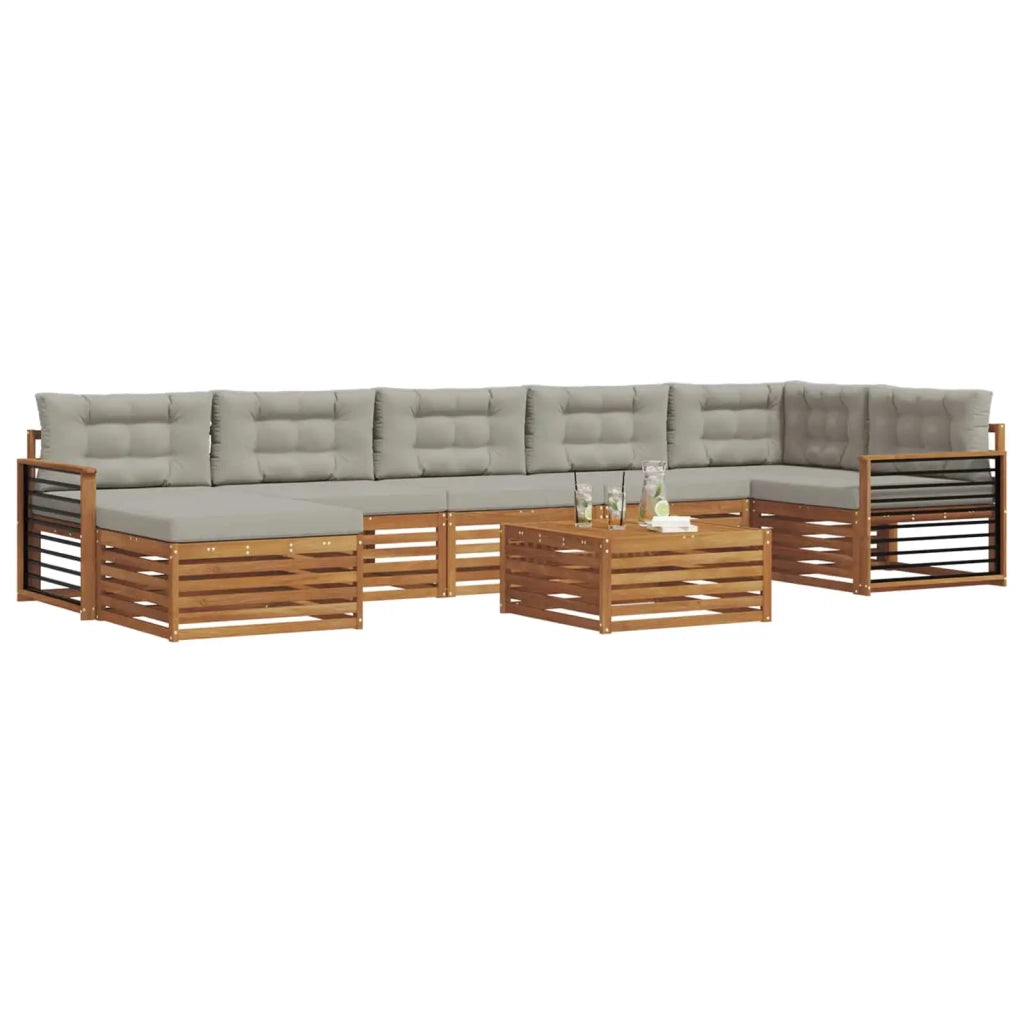 Set di divani da esterno 8 pcs Grigio Naturale e Chiaro 3373871