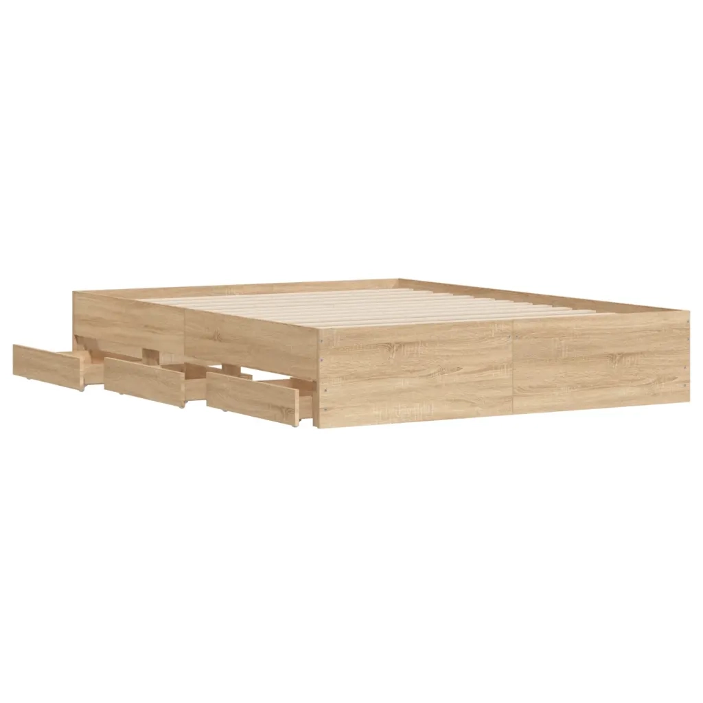 Giroletto Cassetti-Struttura Letto con contenitore Rovere Sonoma 150x200 cm Legno Multistrato 131717