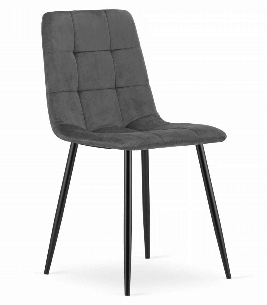 Sedia Valora PYRA in velluto grigio scuro, design moderno x2