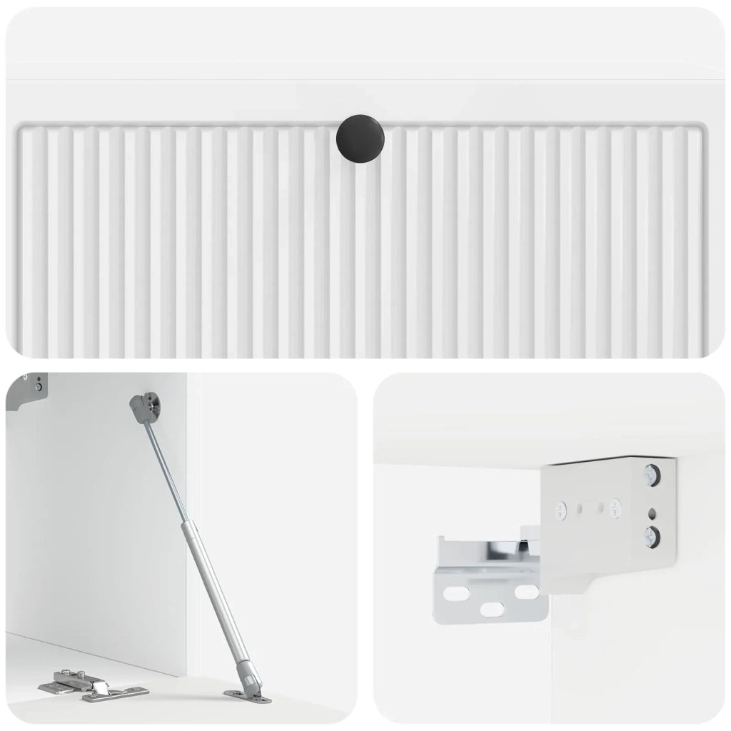 Mobile Porta TV da Muro Bianco Lucido 98 x 31 x 30 cm 898049