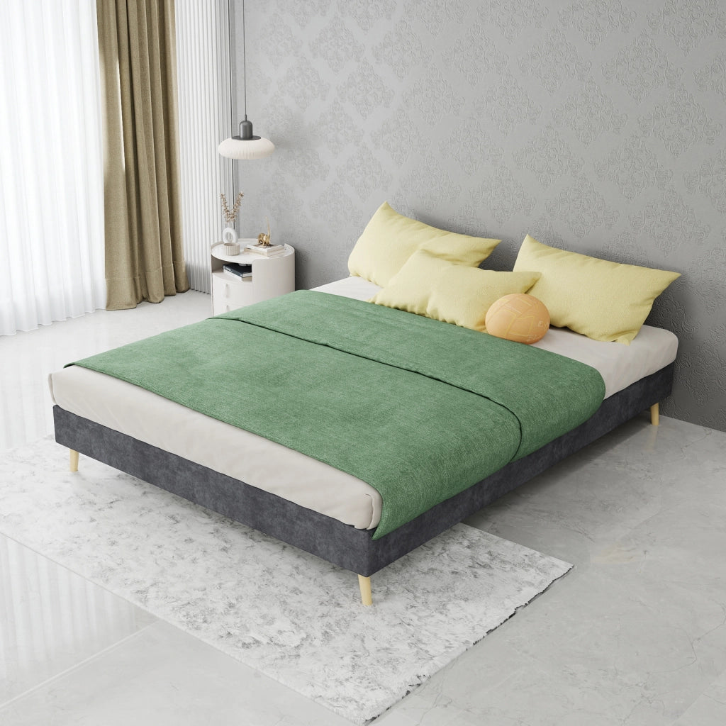 letto tessuto e metallo grigio 140 x 200 cm