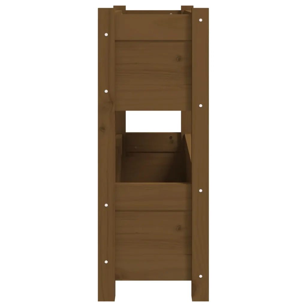 Fioriera | Cassetta per fiori | Vaso Marrone Ambra 77x25x66 cm in Legno Massello di Pino