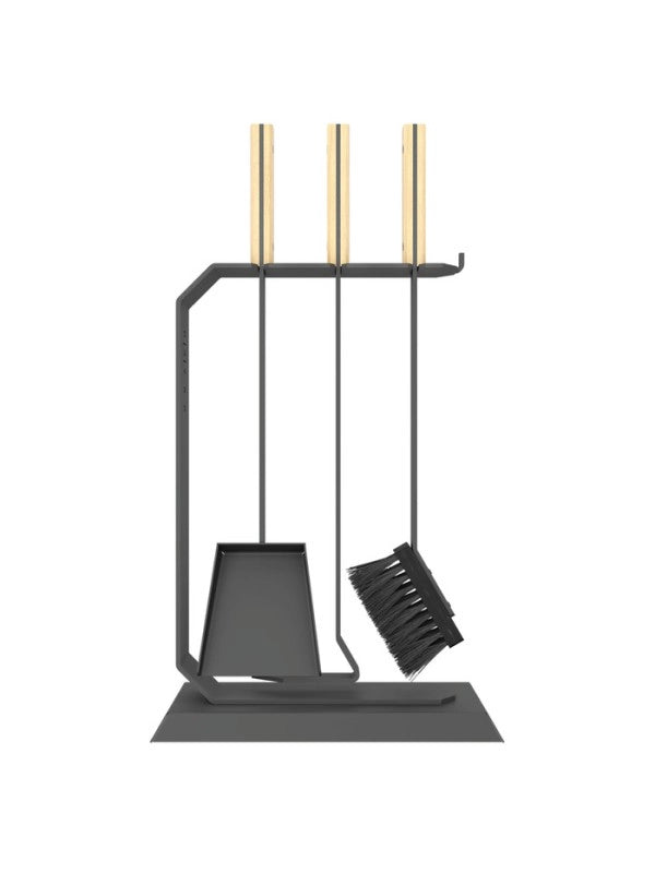 Set attrezzi per camino 3 pezzi in acciaio e legno - Set 6 L
