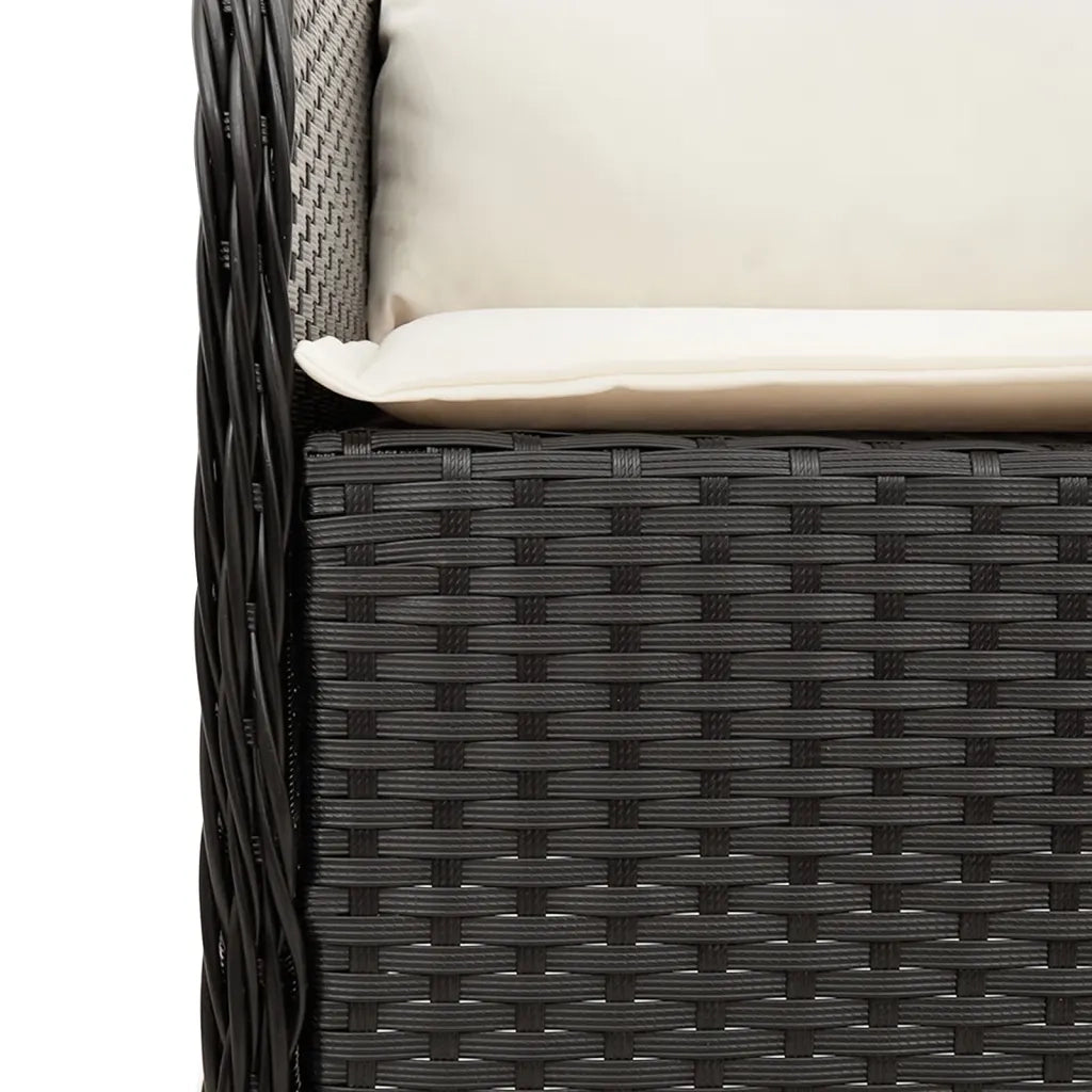 Set da Pranzo da Giardino 7 pz Nero con Cuscini in Polyrattan 3211917