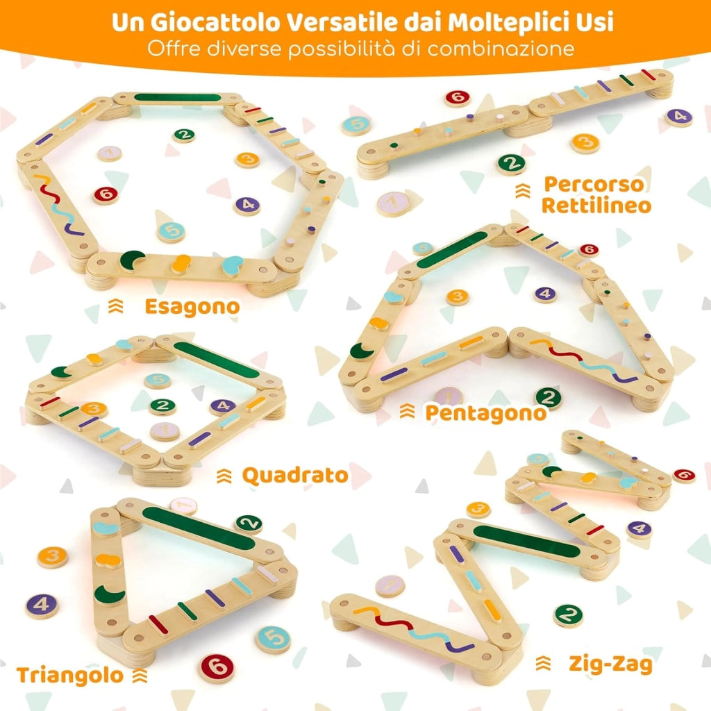 Trave di Equilibrio per Bambini, Giocattoli Montessori in Legno con Pietre di Passaggio, per Allenamento Sensoriale e Bilanciamento per Bambini 1 Anni+