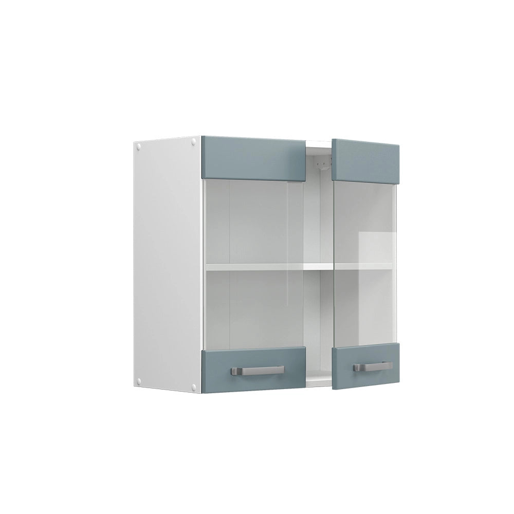 Mobile da cucina in vetro R-Line Grigio-blu/Bianco 60 cm Vicco