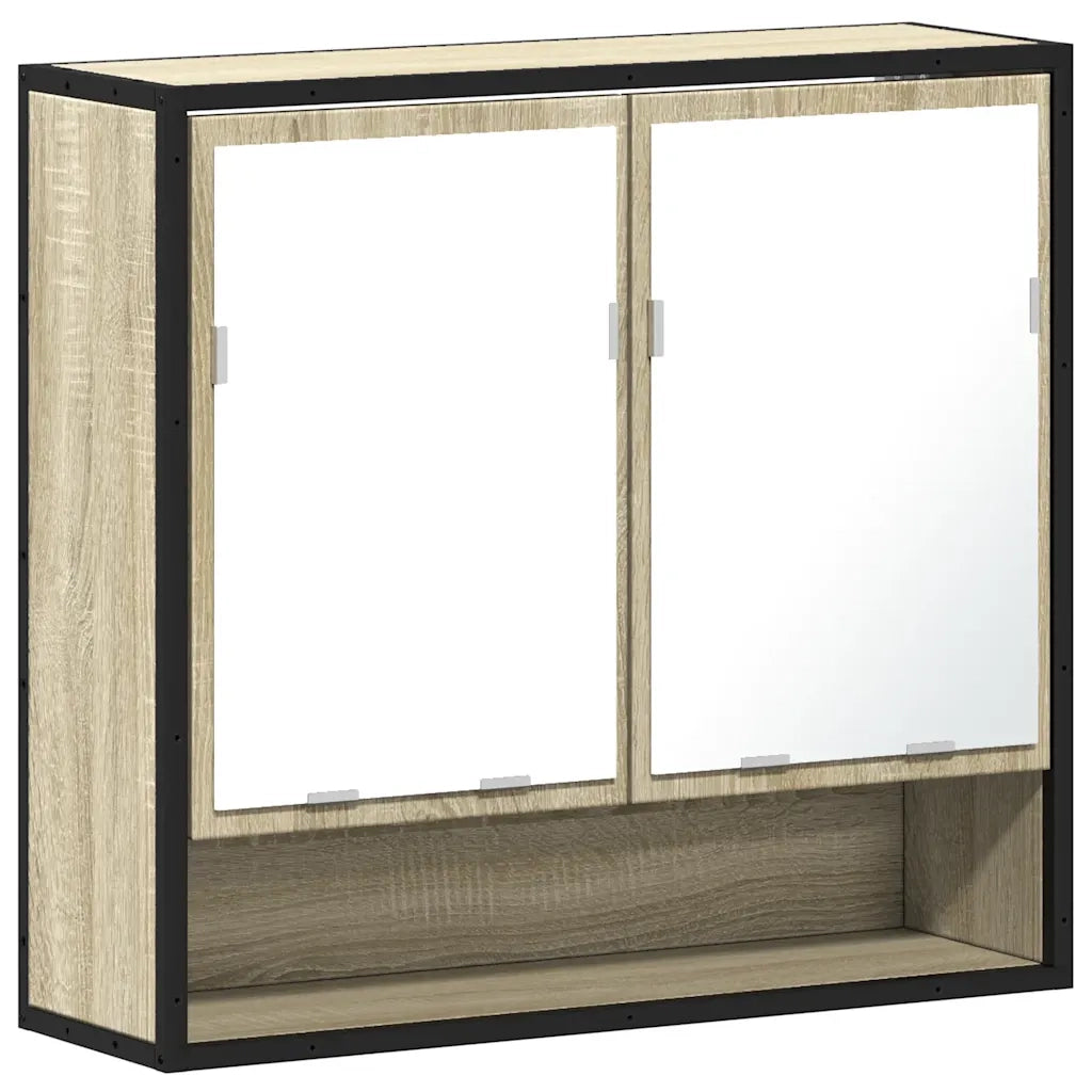 Mobiletto con specchio per bagno-Armadietto a Specchio da Bagno in rovere Sonoma 65x20x60 cm in legno ingegnerizzato 453562