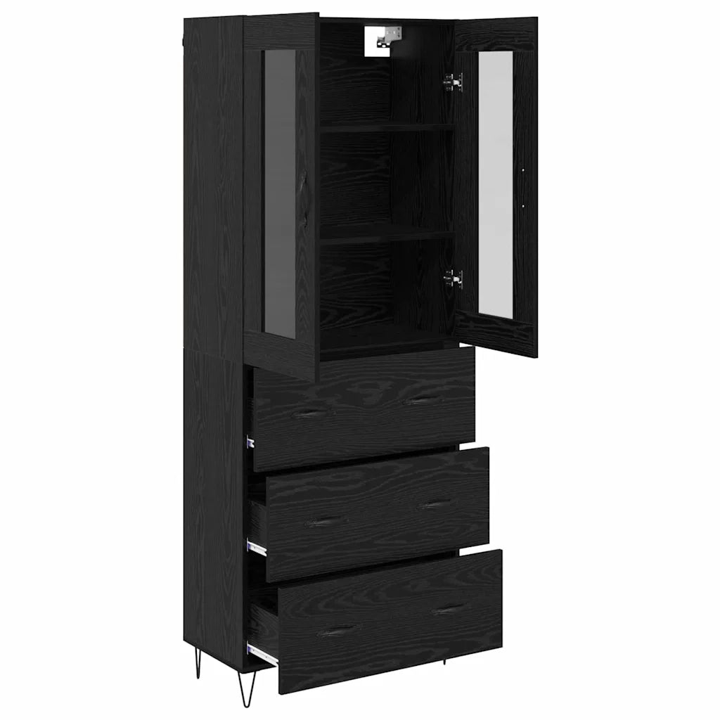 Credenza-Buffet-Armadio da cucina Rovere Nero 69,5 x 34 x 180 cm Legno multistrato 458787