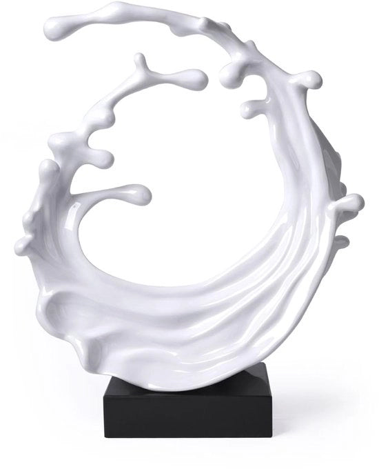 Scultura Moderna Decorativa Figura Abstracta in Resina Poliesterica Bianca 42cm